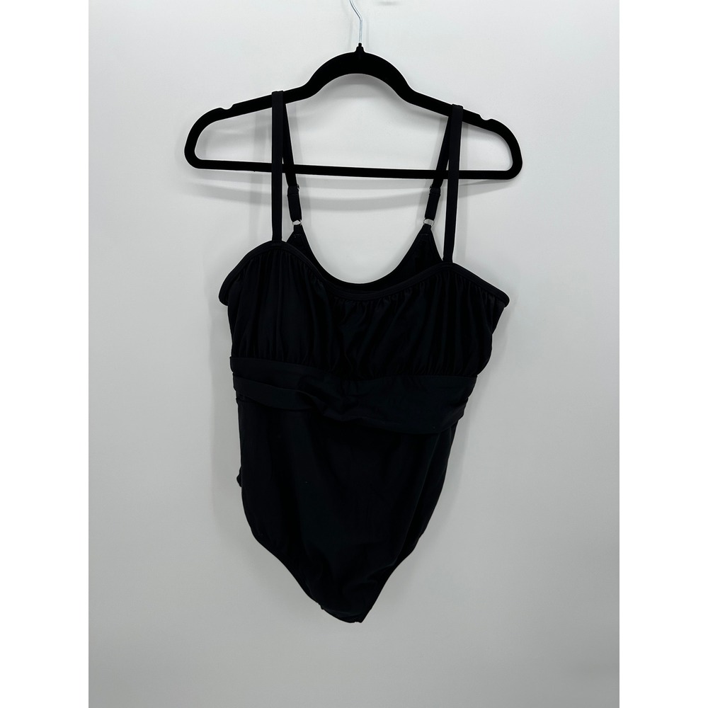 Speedo Womens Size 20 Black One Piece Swimsuit Gathered Bust‎ Adjustable Straps